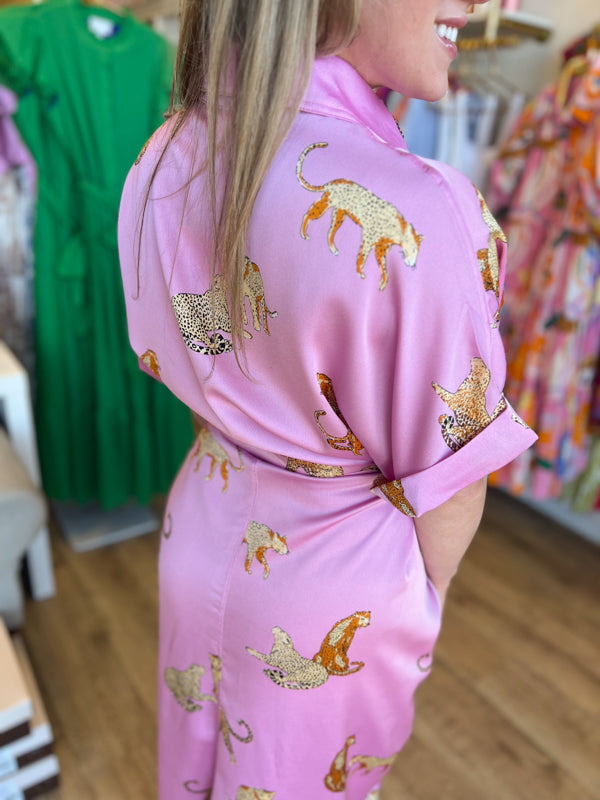 "Paws & Claws" Pink Kitty Tie Dress