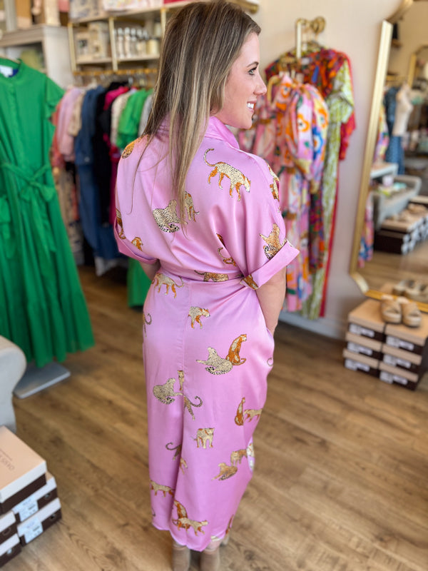 "Paws & Claws" Pink Kitty Tie Dress