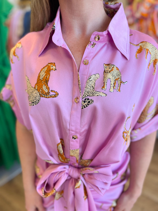 "Paws & Claws" Pink Kitty Tie Dress