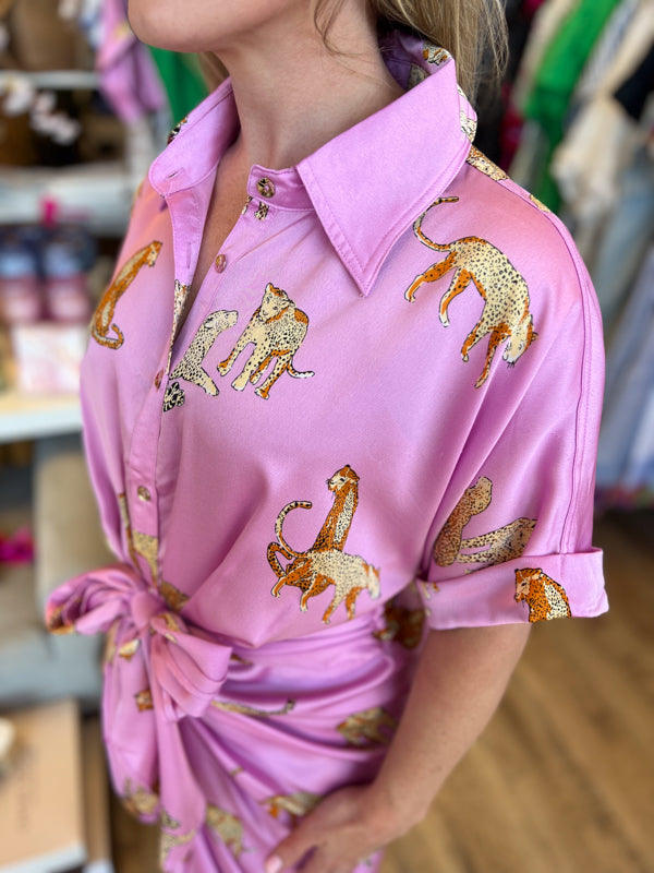 "Paws & Claws" Pink Kitty Tie Dress