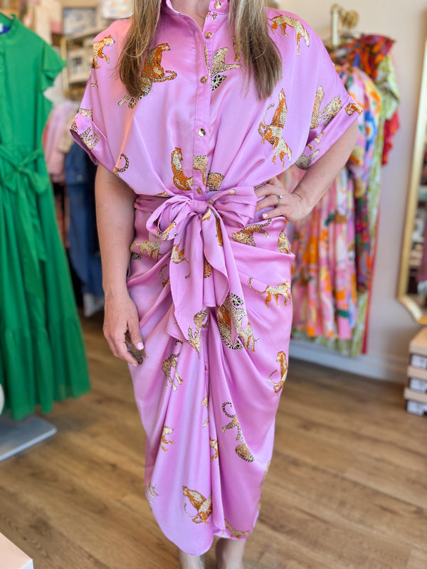 "Paws & Claws" Pink Kitty Tie Dress