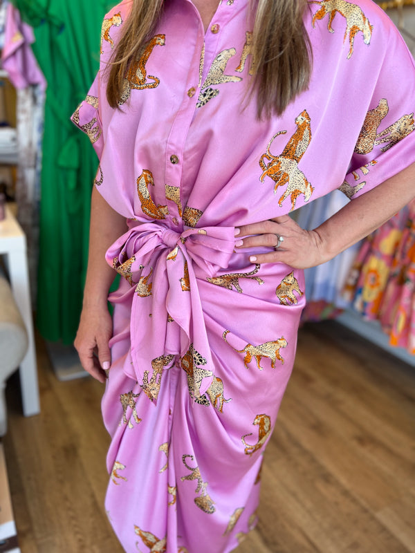 "Paws & Claws" Pink Kitty Tie Dress