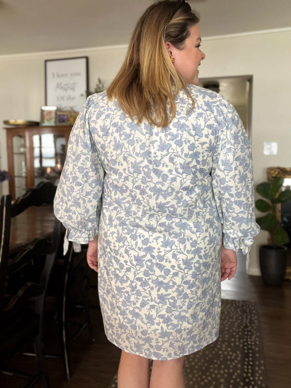 "Peace Be With You" Curvy Blue Floral Dress