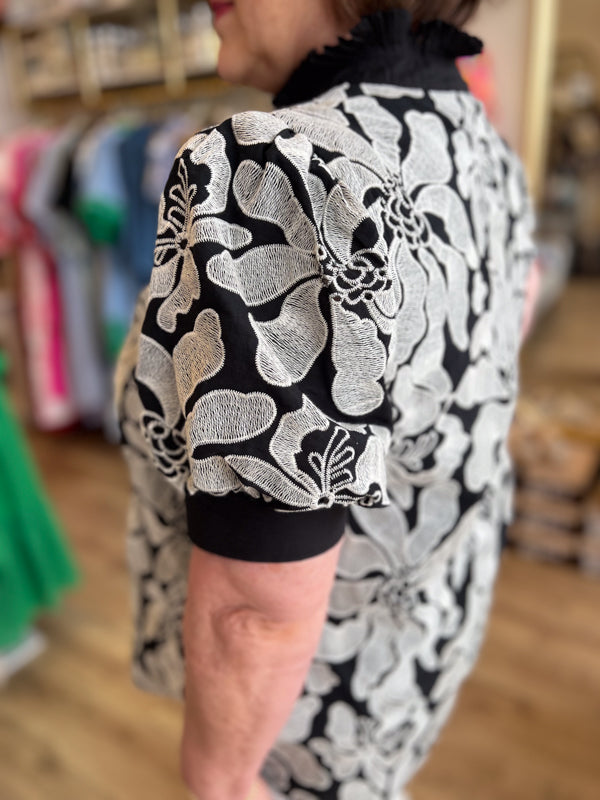 "Precious Penny" Curvy Embroidered Flower Top