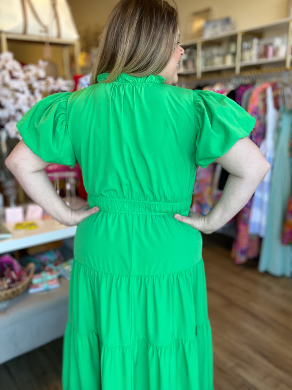 "Secret Garden" Curvy Green Maxi Dress