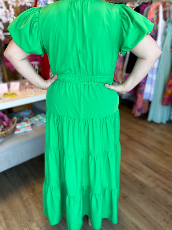 "Secret Garden" Curvy Green Maxi Dress