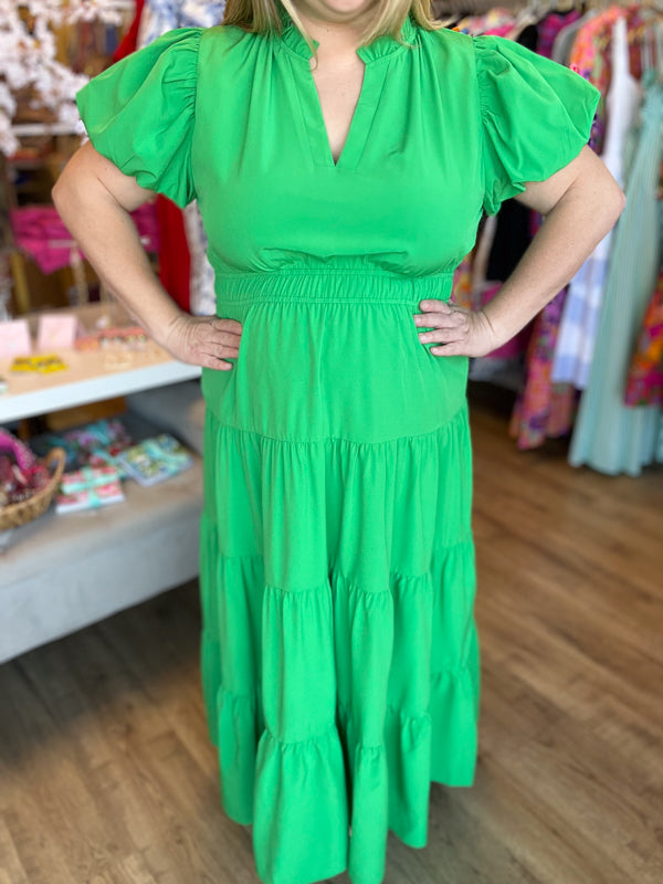 "Secret Garden" Curvy Green Maxi Dress