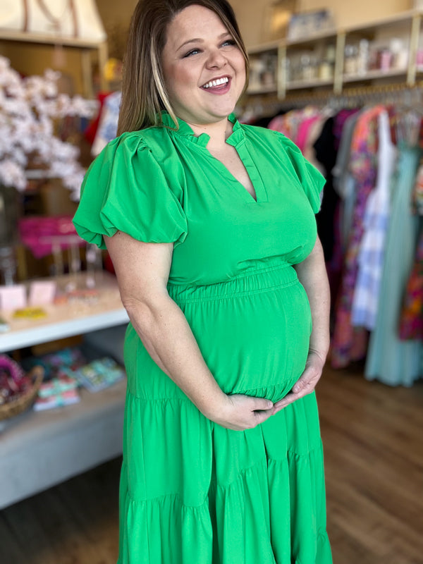 "Secret Garden" Curvy Green Maxi Dress