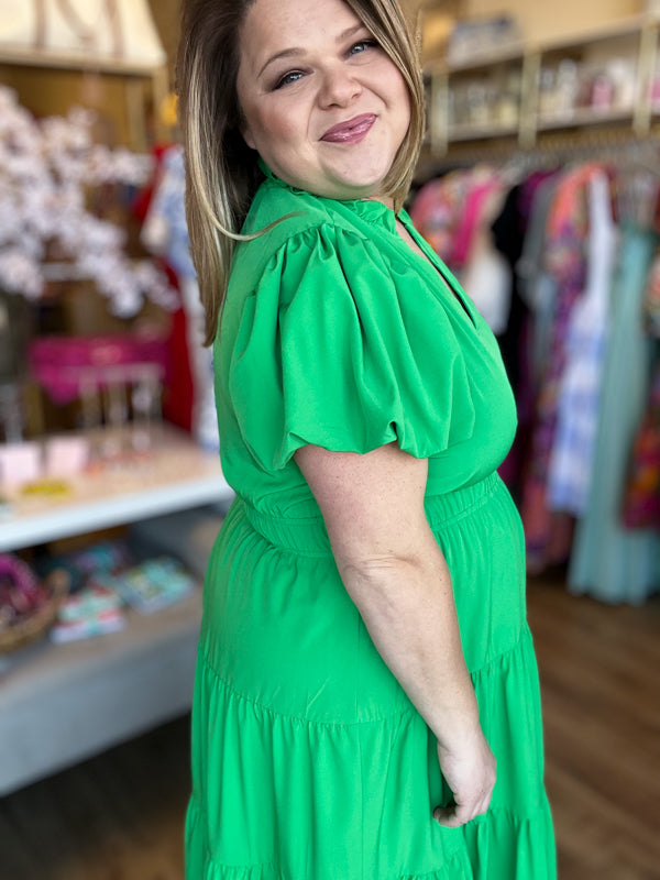 "Secret Garden" Curvy Green Maxi Dress