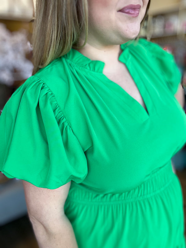 "Secret Garden" Curvy Green Maxi Dress
