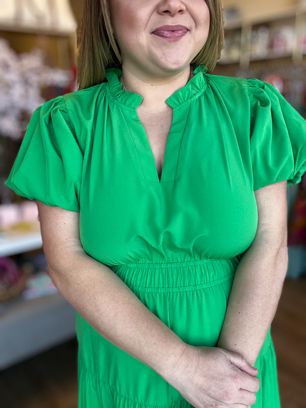 "Secret Garden" Curvy Green Maxi Dress