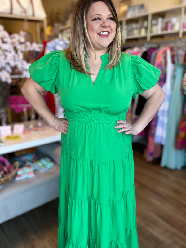 "Secret Garden" Curvy Green Maxi Dress