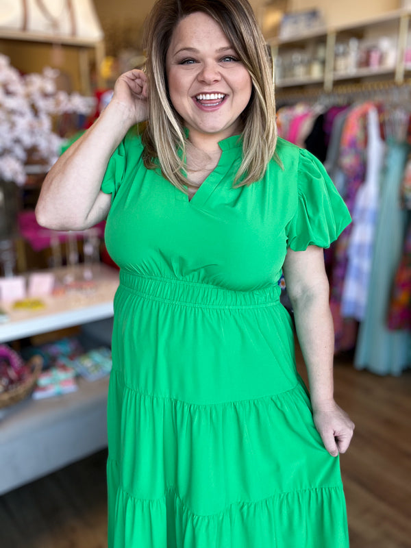 "Secret Garden" Curvy Green Maxi Dress