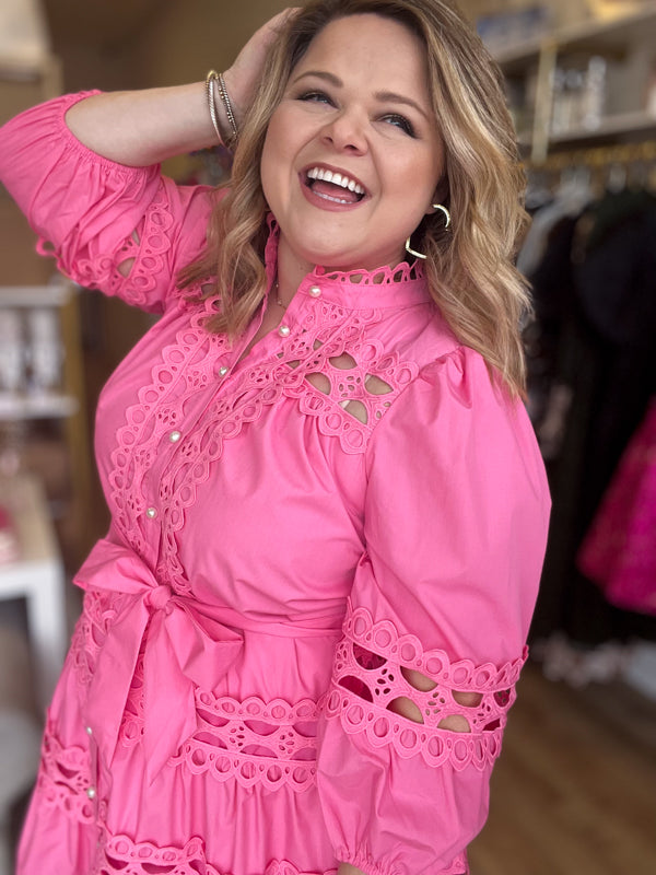 "Sugar, Spice & Everything Nice" Pink Lace Dress