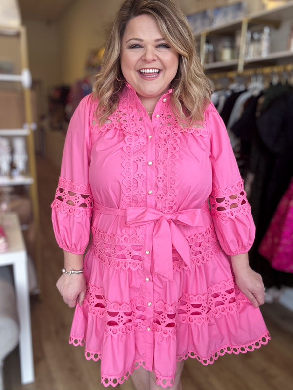 "Sugar, Spice & Everything Nice" Pink Lace Dress