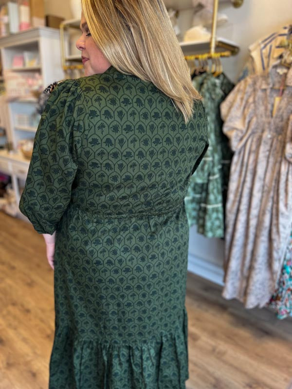 RESTOCKED! "Sugarplums & Winterberries" Plus-Size Olive Green Maxi