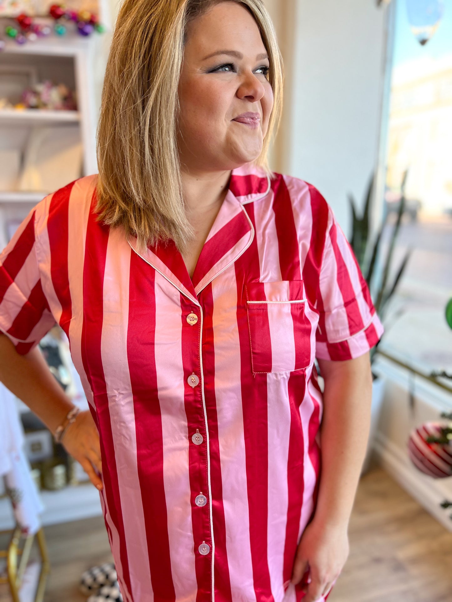 "Let's Go Girls" Pink and Red Valetines Pajamas