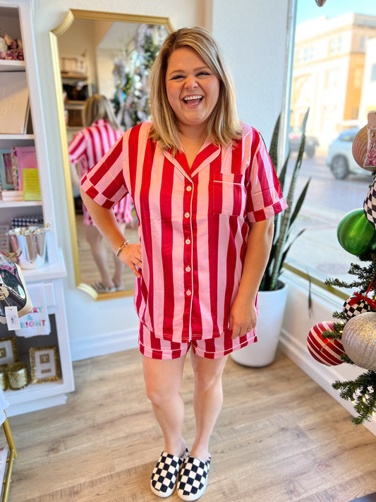 "Let's Go Girls" Pink and Red Valetines Pajamas