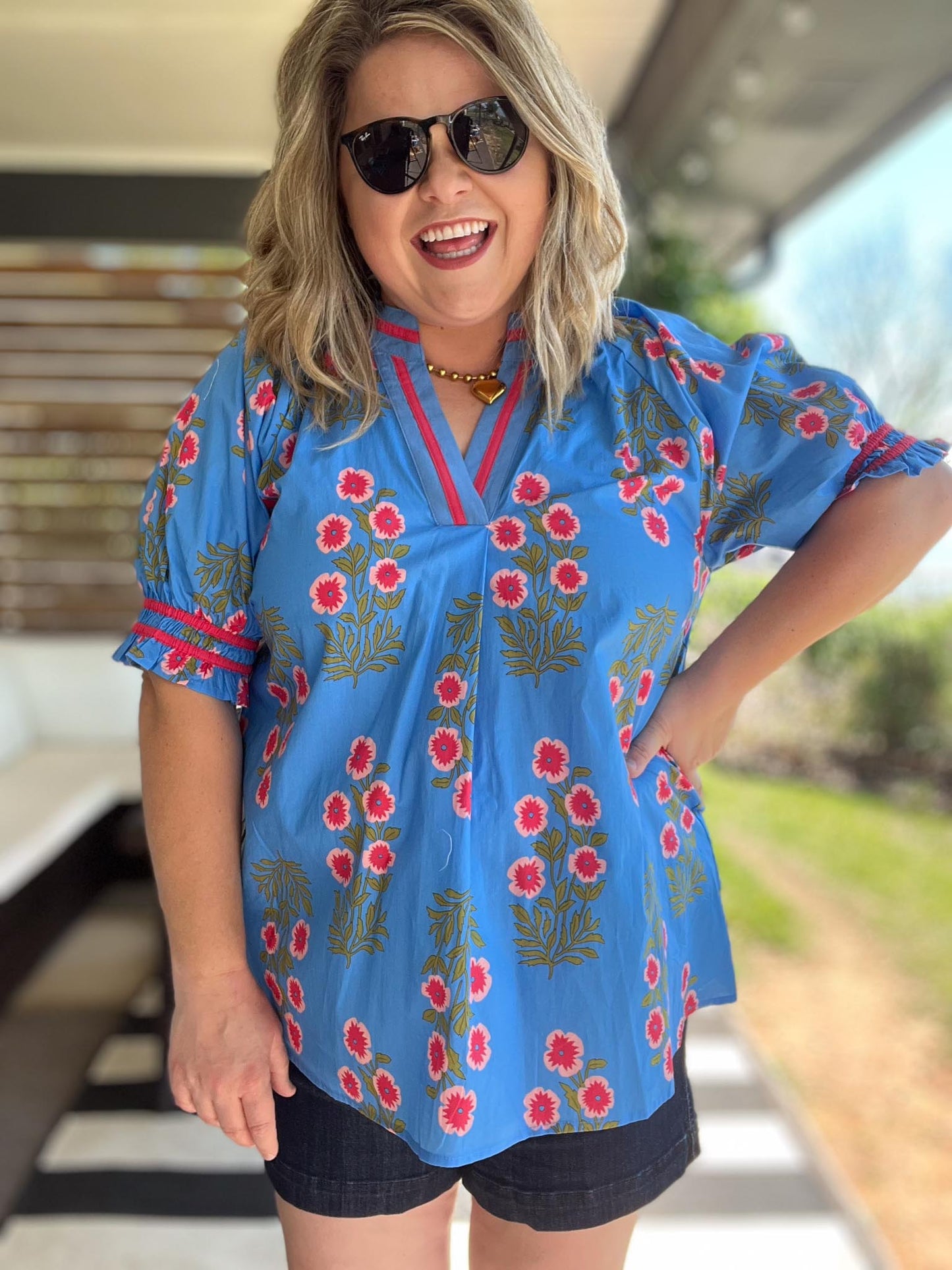 RESTOCKED! Liberty Bloom Curvy Floral Puff Sleeve Top