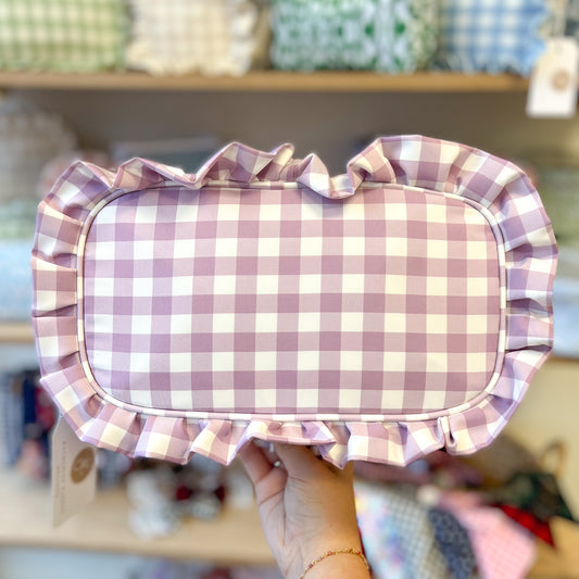 Lilac Gingham Ruffle Tote