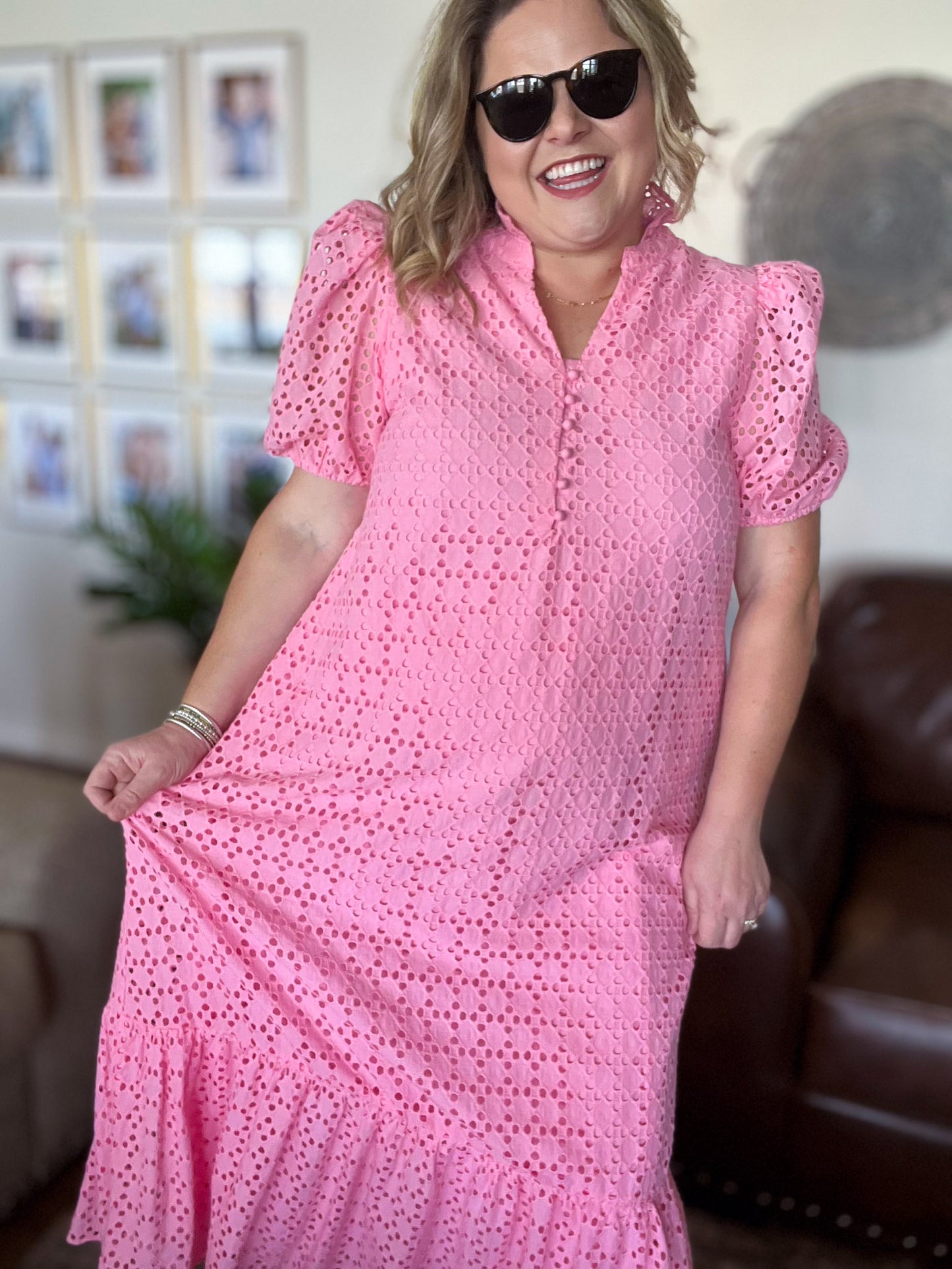 Lillies & Lace Curvy Pink Midi Dress