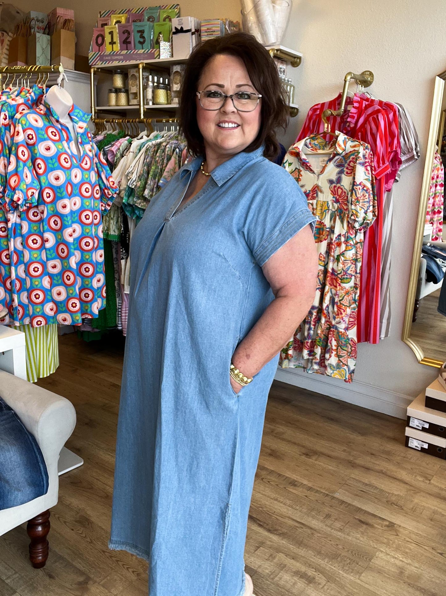 Livin' Easy Curvy Denim Midi Dress