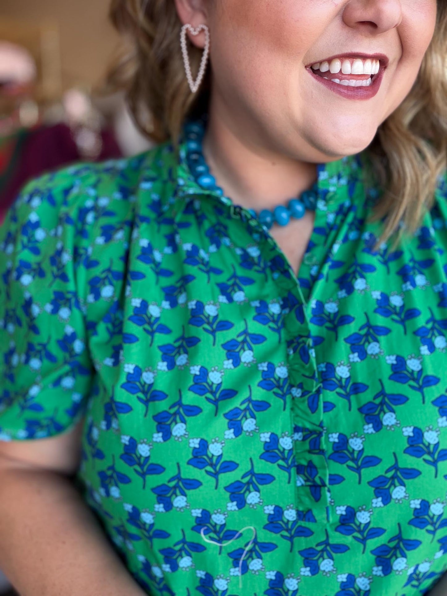 Lucky Day Plus-Size Kelly Green Floral Ruffle Top