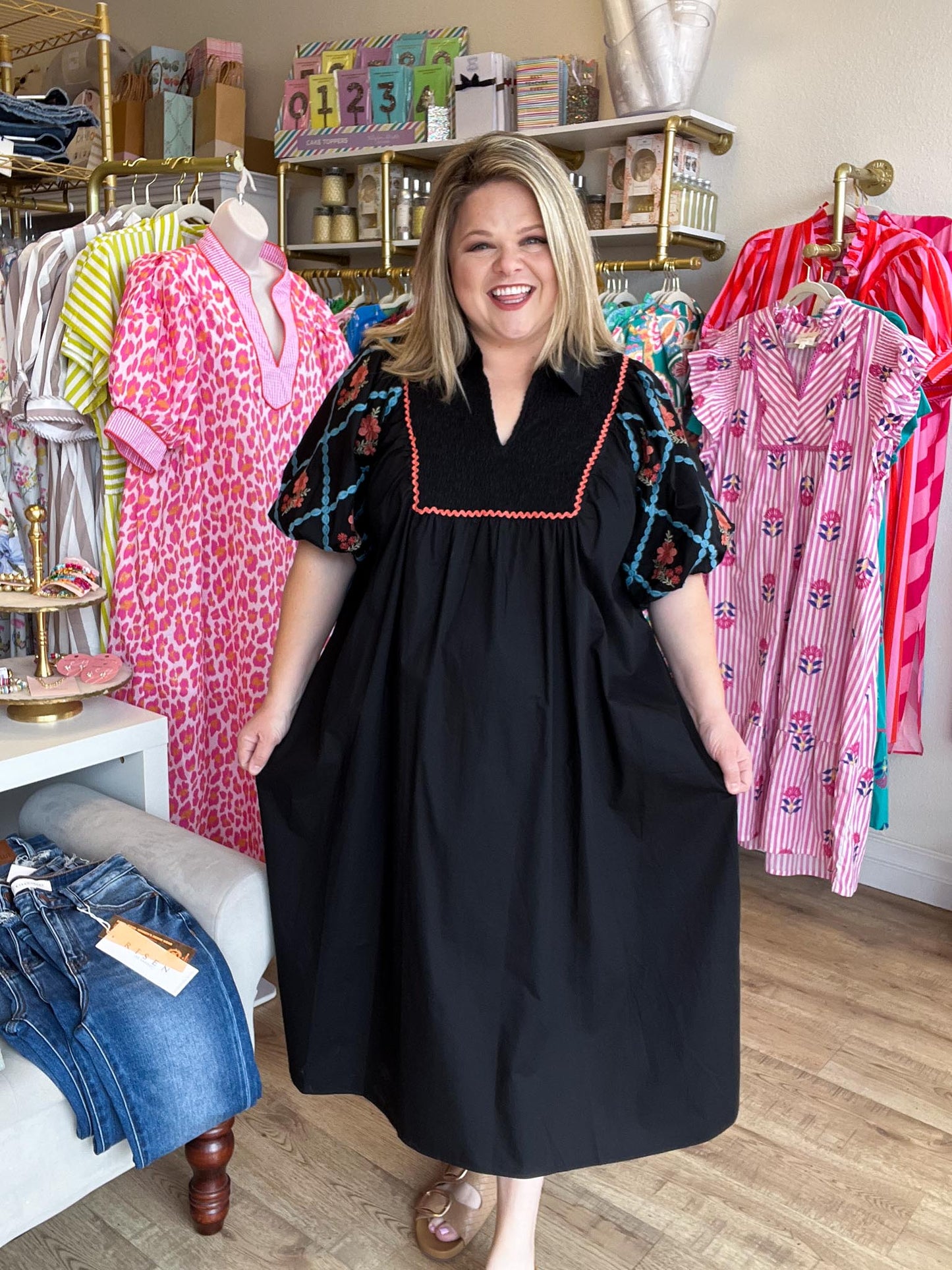 RESTOCKED! Made to Be Seen Curvy Black Embroidered Dress