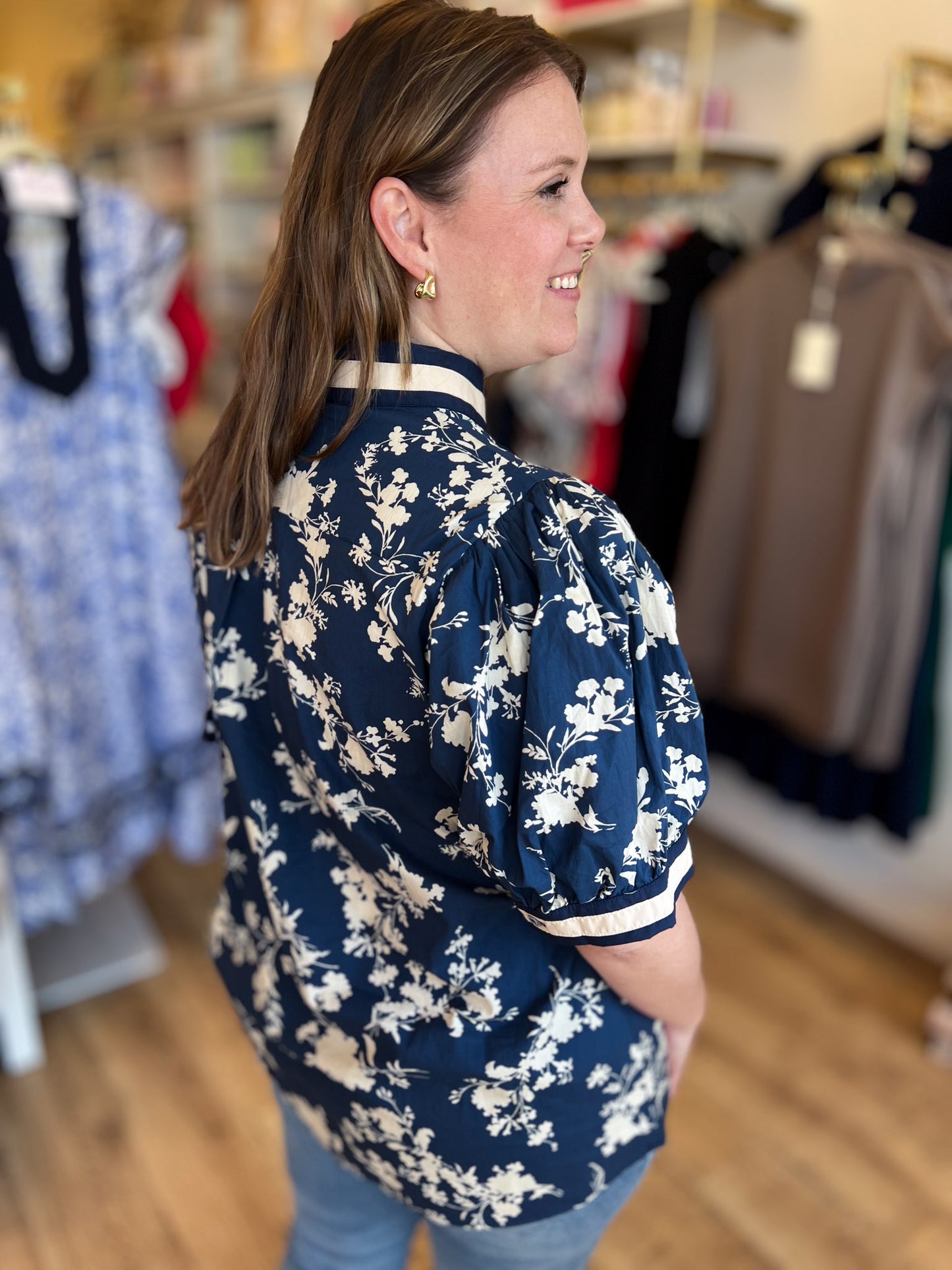 Midnight Mistress Curvy Navy Contrast Top