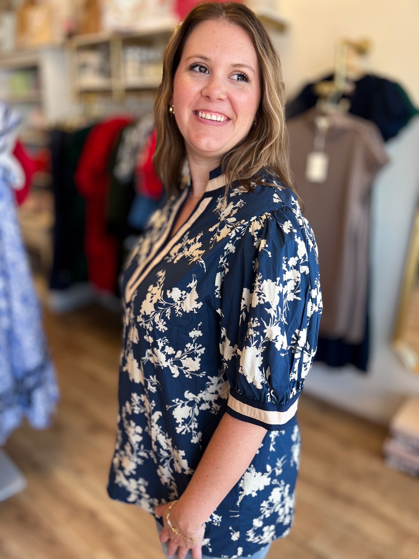 Midnight Mistress Curvy Navy Contrast Top