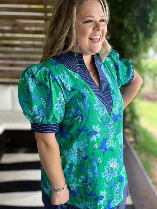 Midnight in Mexico Curvy Green Tapestry Dress