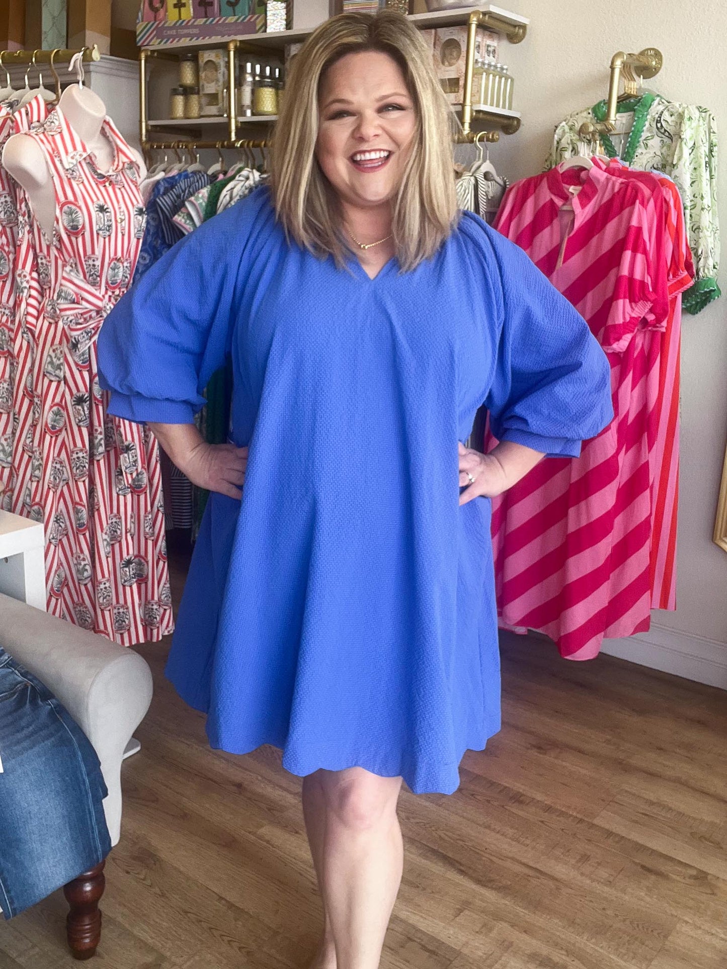 Old Glory Curvy Blue Scalloped Dress