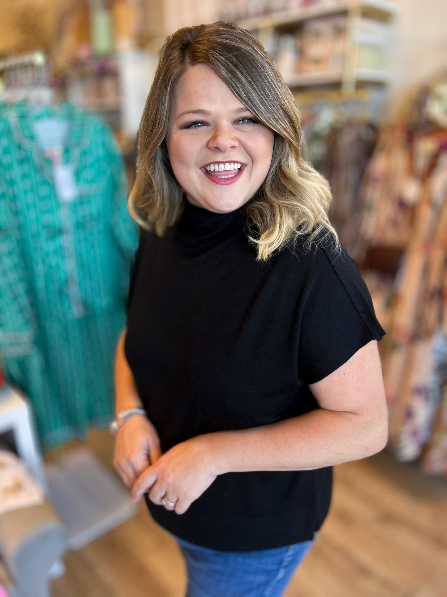 Old Money Vibes Curvy Black Mock Neck Knit Top