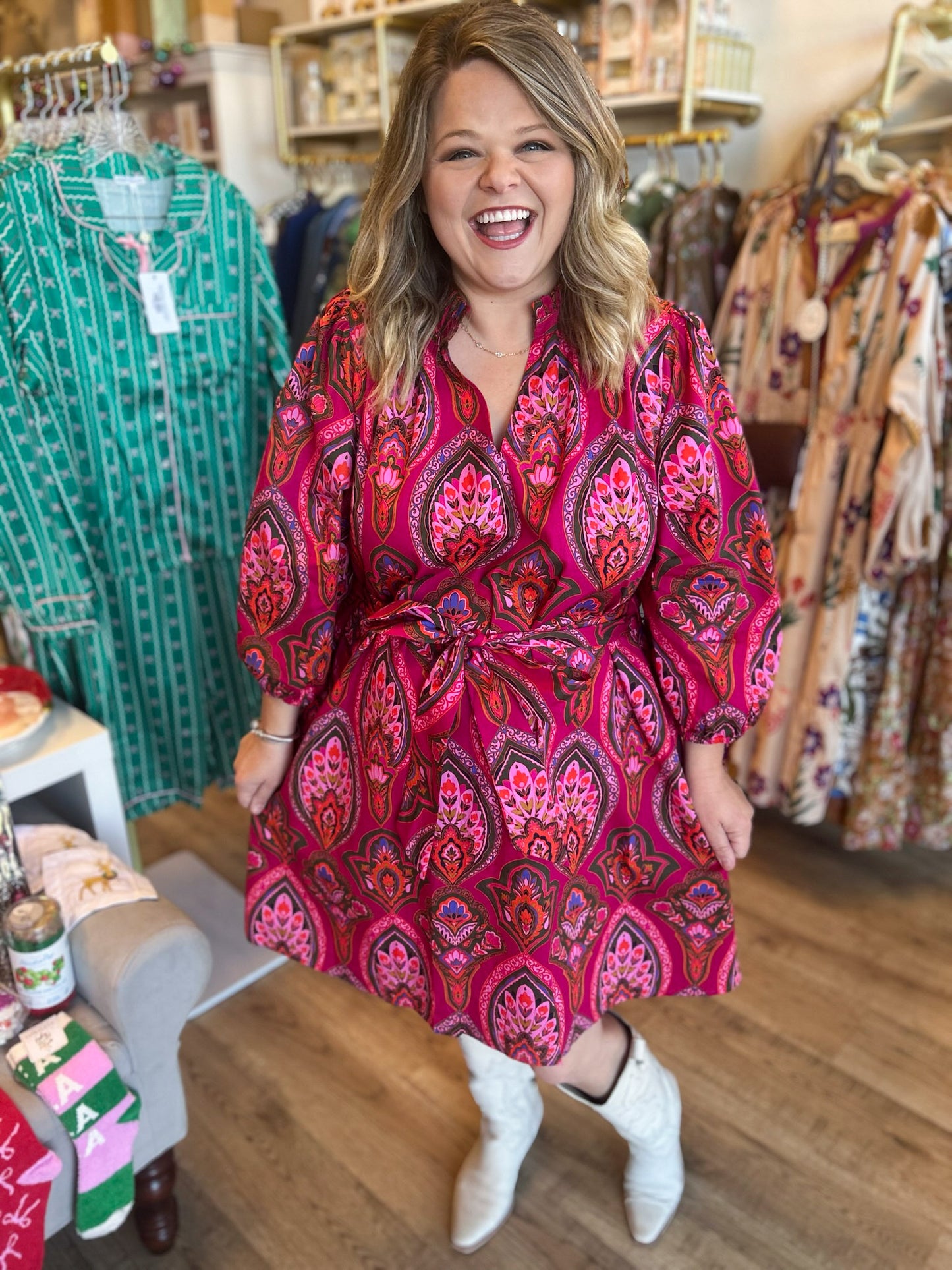 Pink Cornucopia Plus-Size Paisley Dress