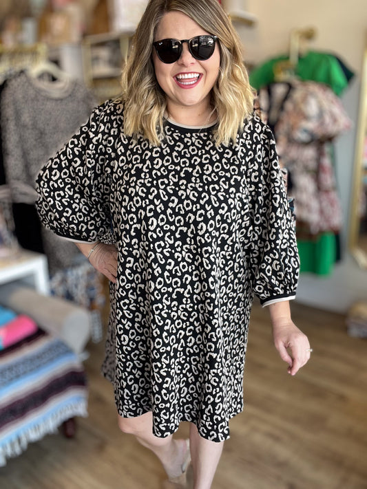 Pizzazz Curvy Taupe Cheetah Mini Dress