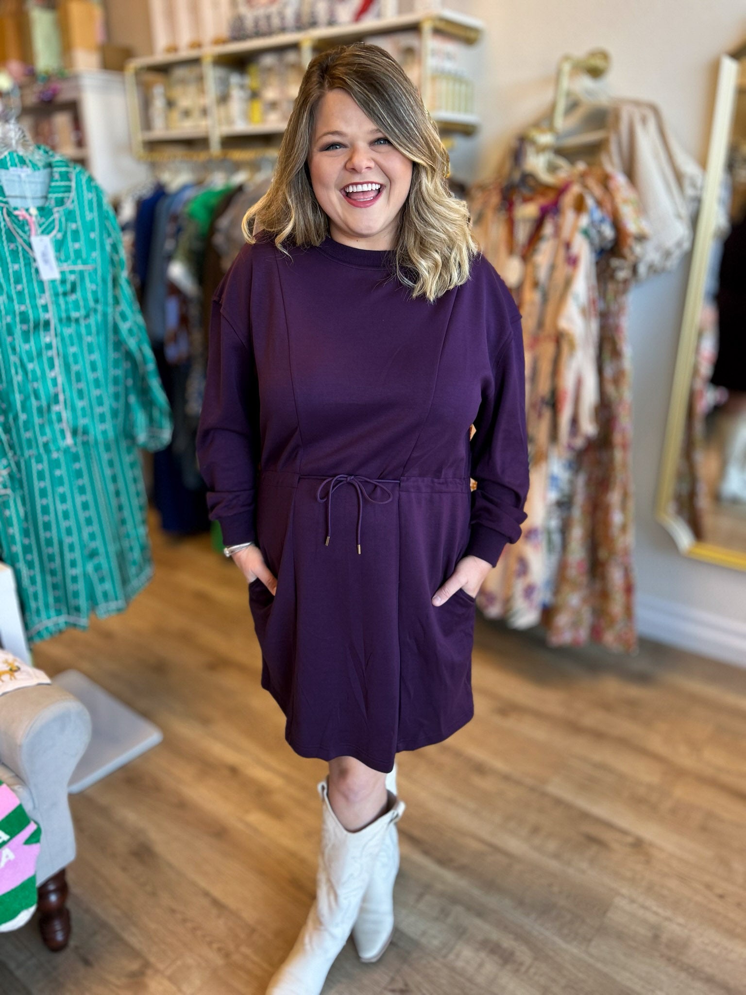 purple knit mini dress Plum Perfection Curvy Knit Mini Dress
