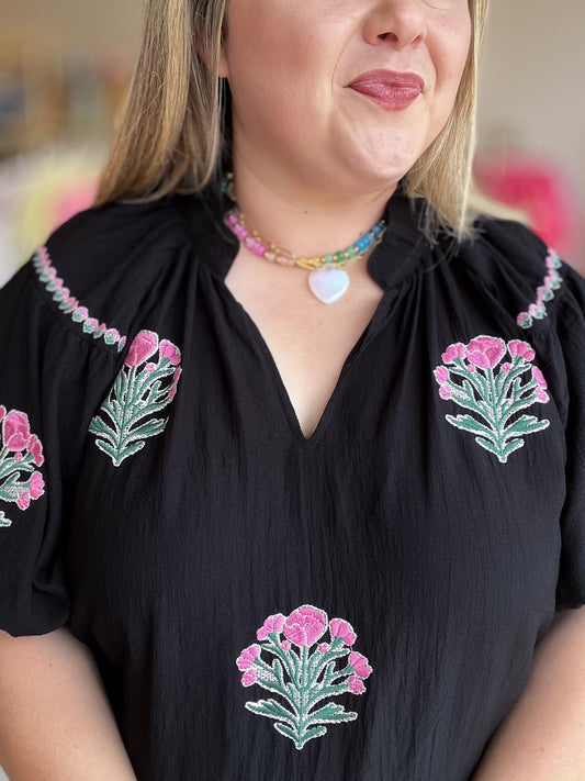 Pretty Little Statement Curvy Black Bubble Sleeve Top