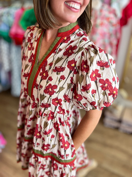 Pumpkin Spice Curvy Rust Floral Mini Dress