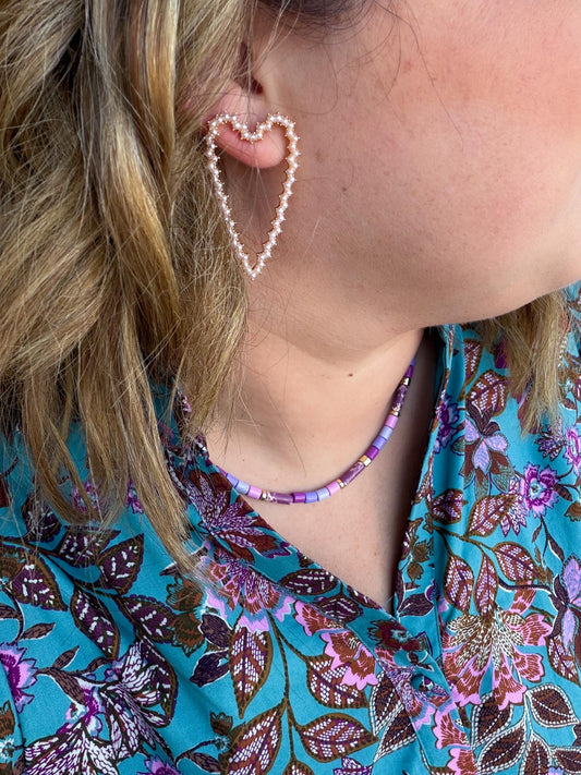 Pearl Encrusted Heart Earrings