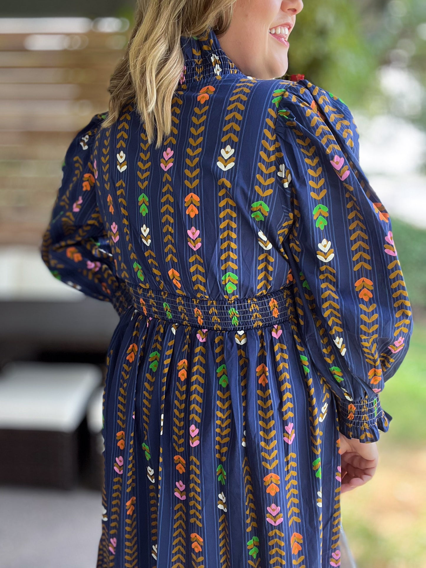 Raindrops on Roses Curvy Midnight Long Sleeve Maxi Dress