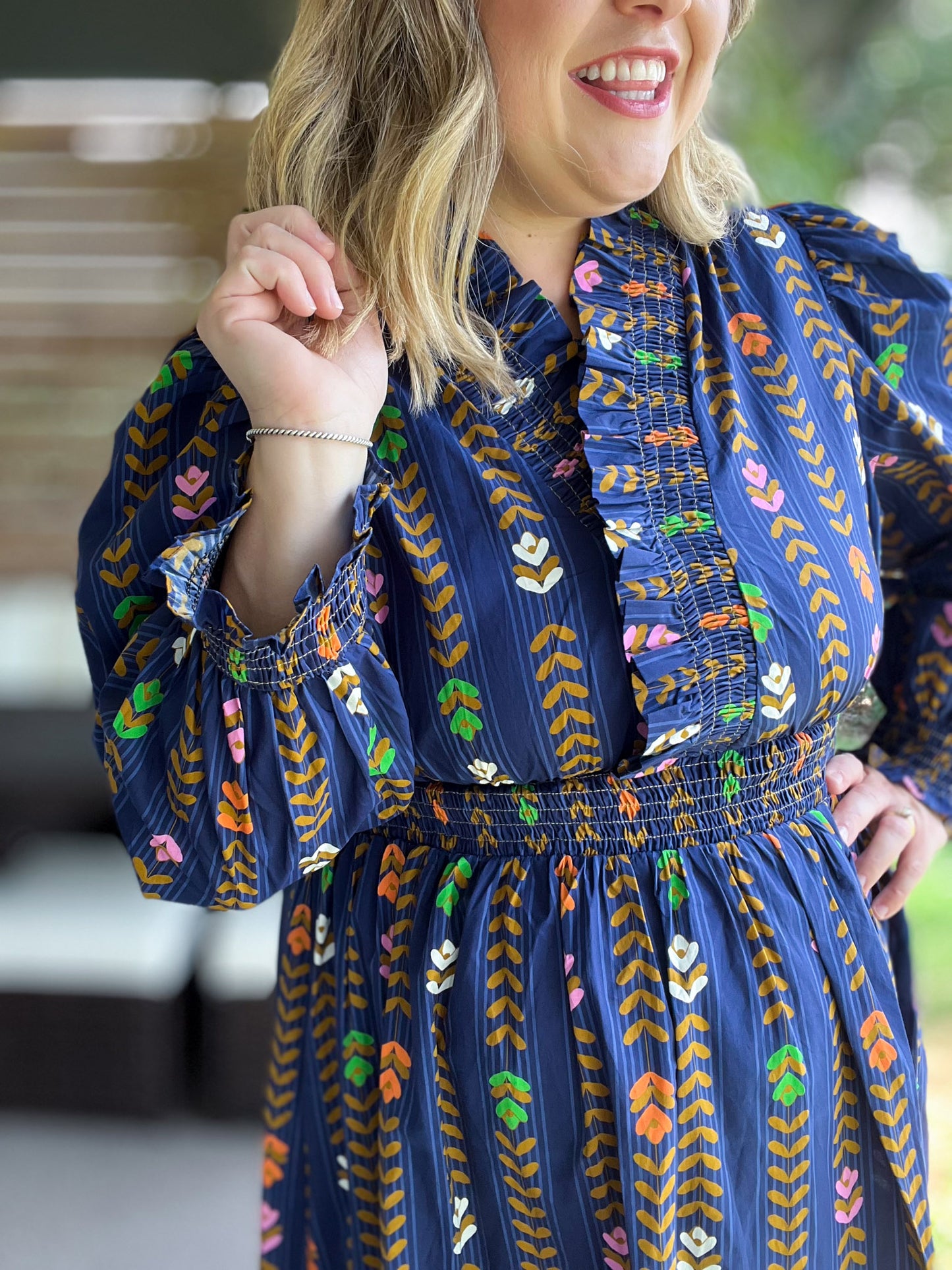 Raindrops on Roses Curvy Midnight Long Sleeve Maxi Dress