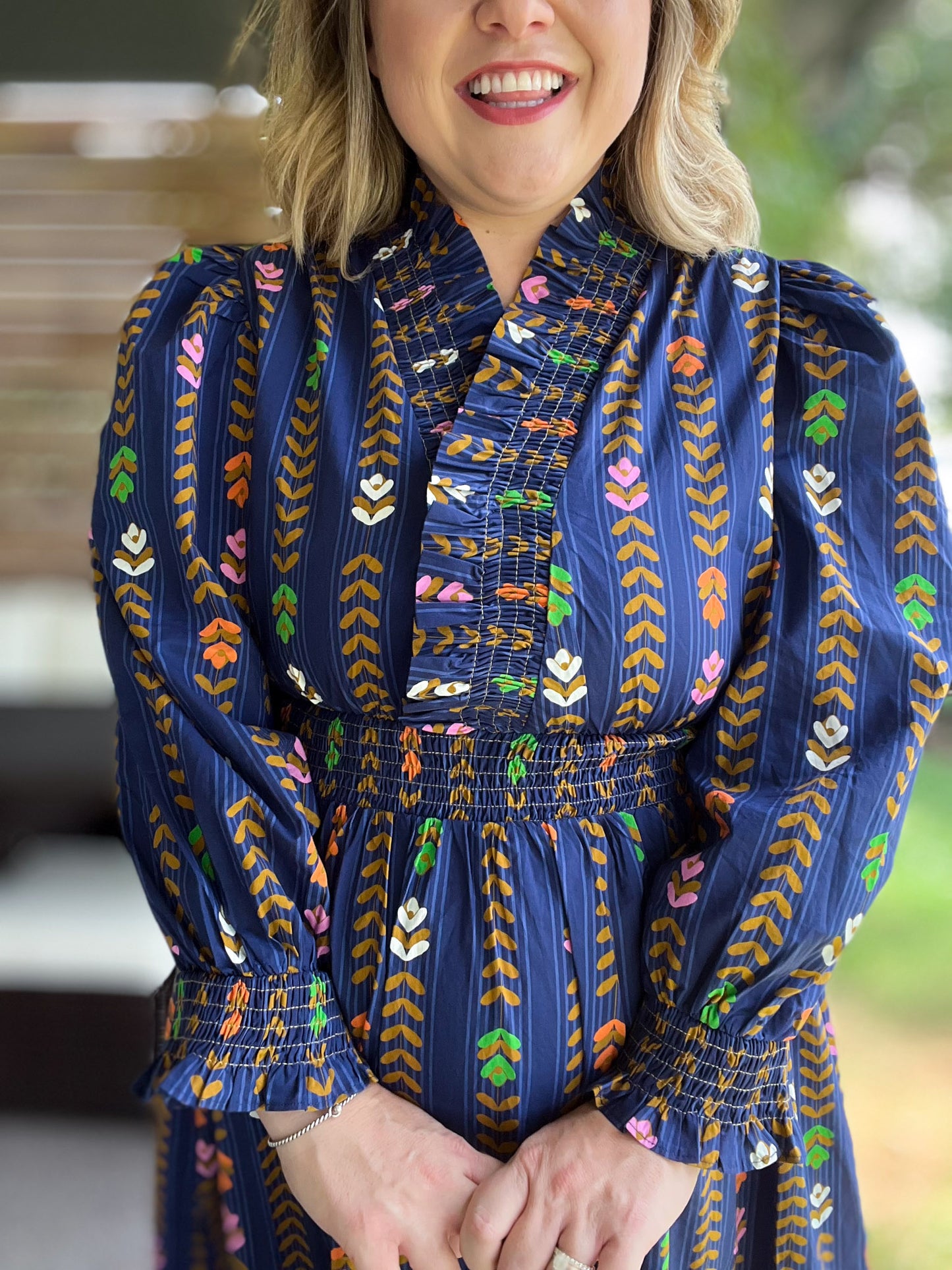 Raindrops on Roses Curvy Midnight Long Sleeve Maxi Dress