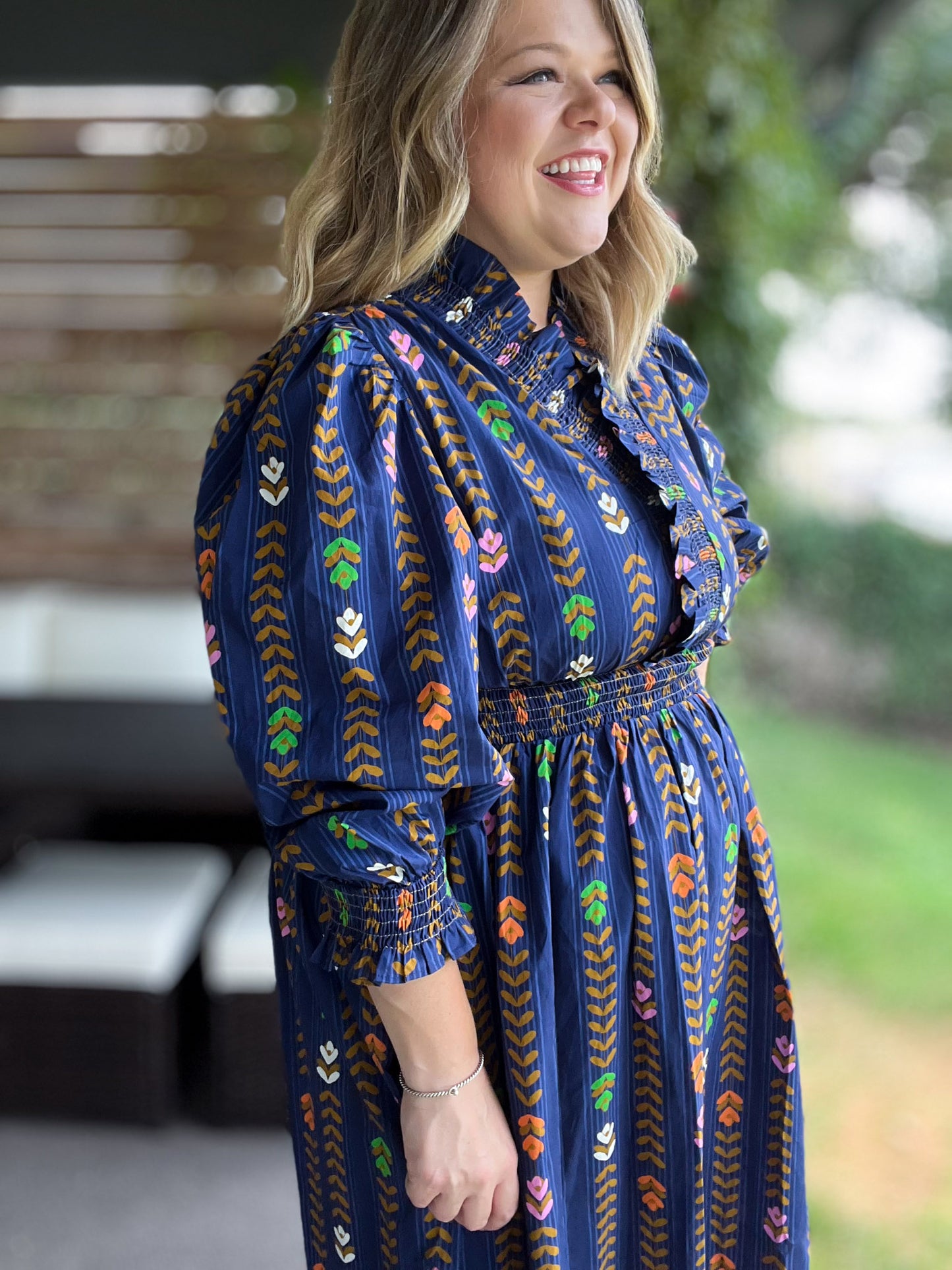 Raindrops on Roses Curvy Midnight Long Sleeve Maxi Dress