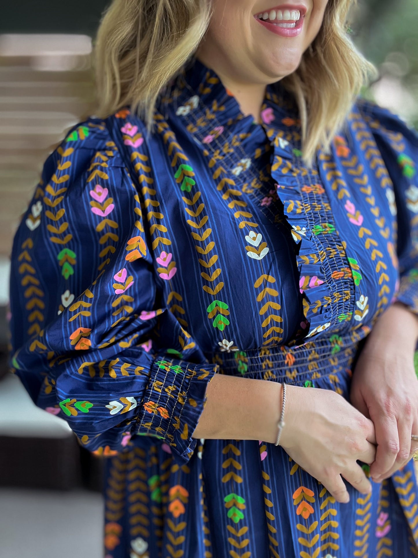 Raindrops on Roses Curvy Midnight Long Sleeve Maxi Dress