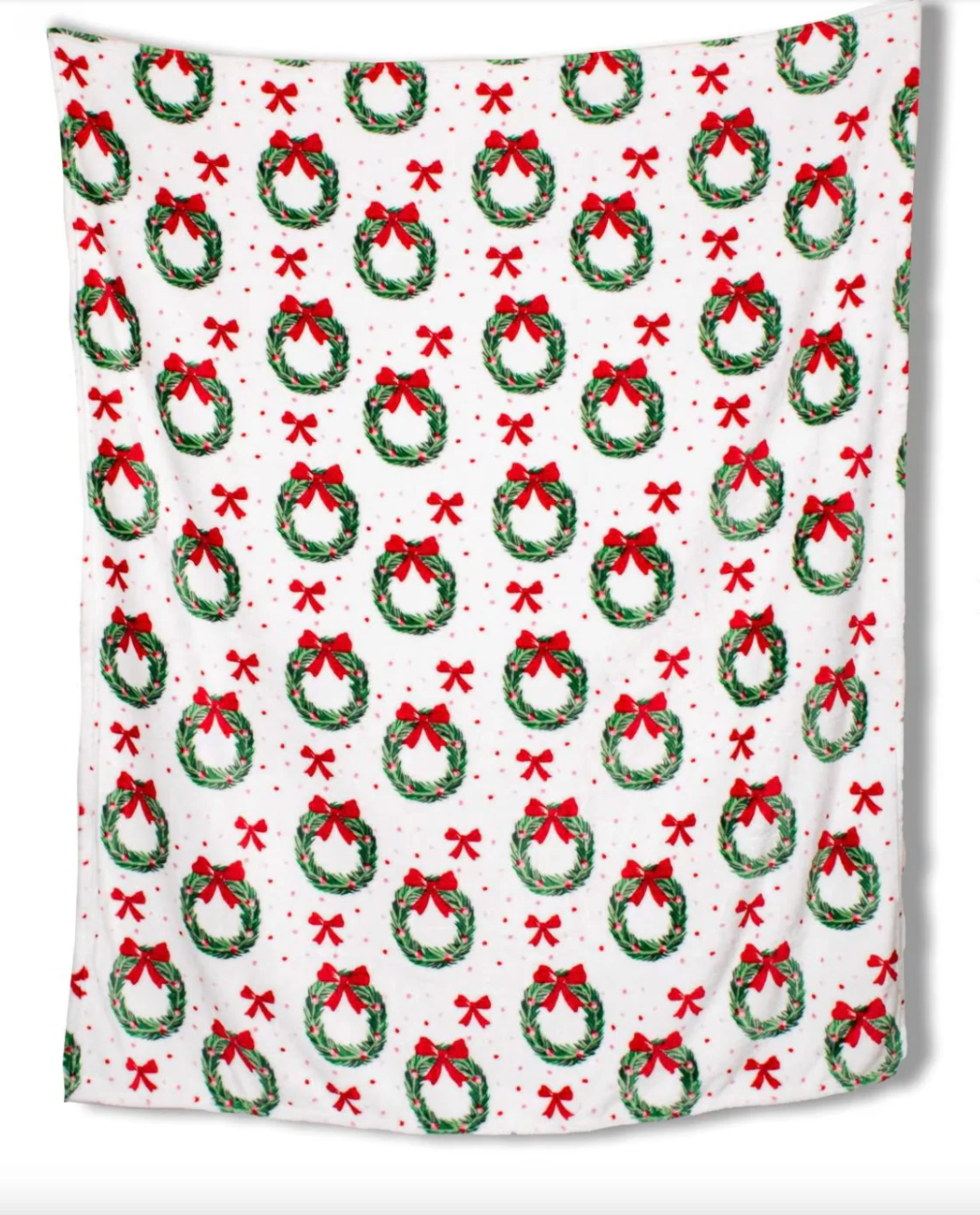 Red & Green Christmas Wreath Throw Blanket