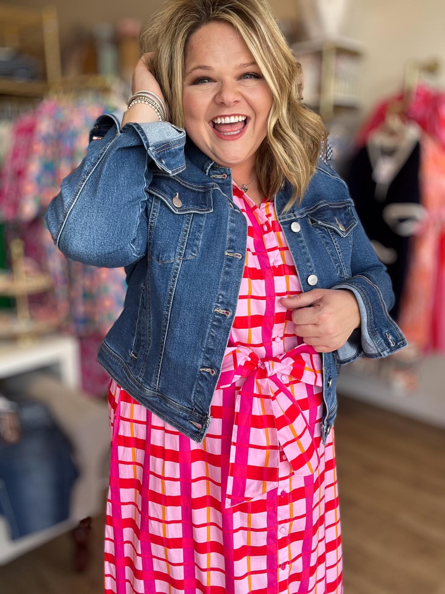 Risen Plus-Size Medium Wash Denim Jacket