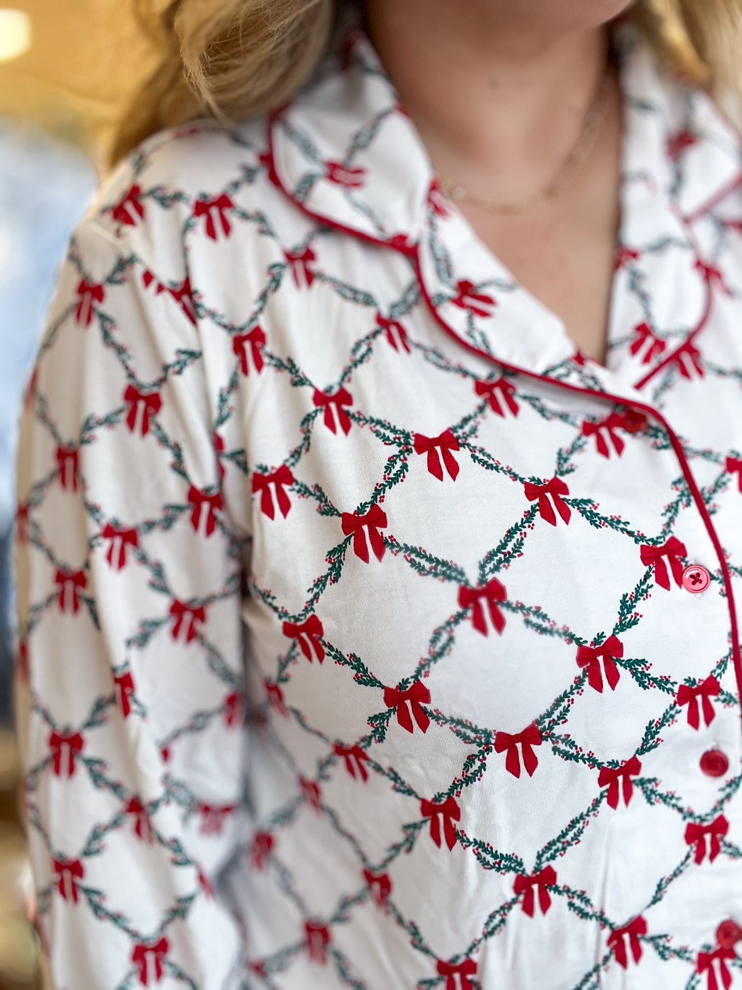 Santa Baby Curvy Christmas Lattice Garland Pajamas