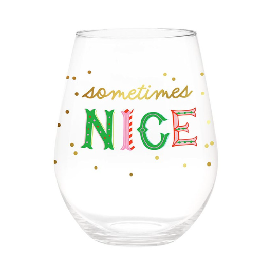 "Naughty & Nice" Jumbo Wine Glass