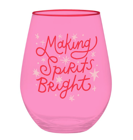 "Making Spirits Bright" Jumbo Wine Glass