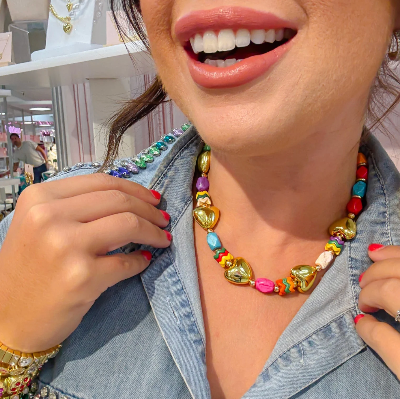 Heart Pop Colorful Gold Necklace
